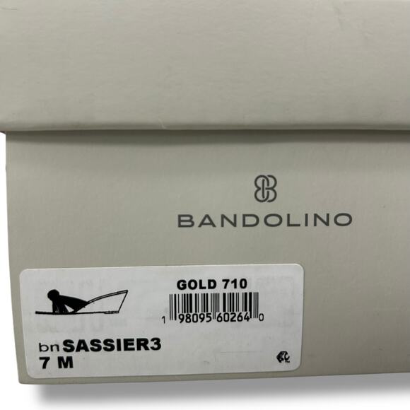 NEW Bandolino Sandals Size 7 Metallic Gold Wedge Slip On Knotted Square Toe Y2K - Picture 12 of 12